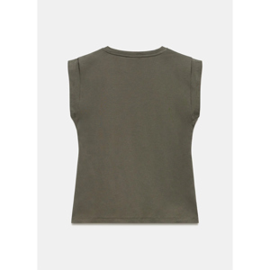 Mint Velvet Khaki Cotton Extended Shoulder T Shirt